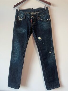 DSquared2 Low Rise Straight Leg Dark Wash Jeans